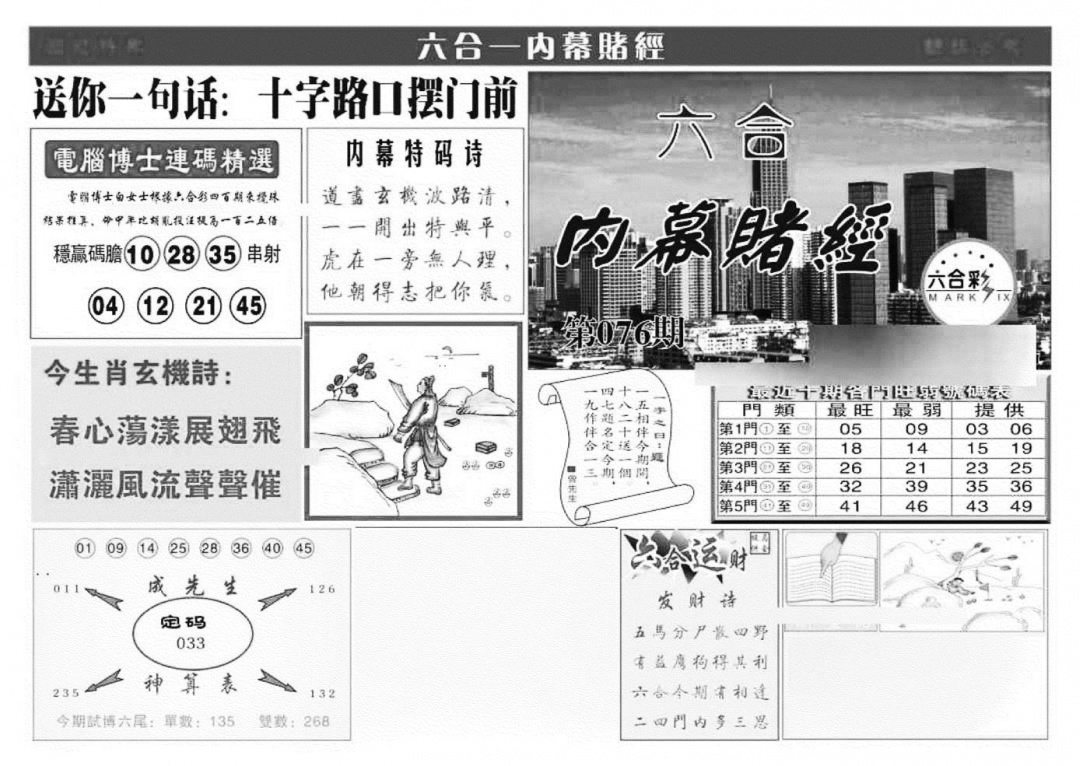 六合彩076期内幕赌经(特准)(黑白)