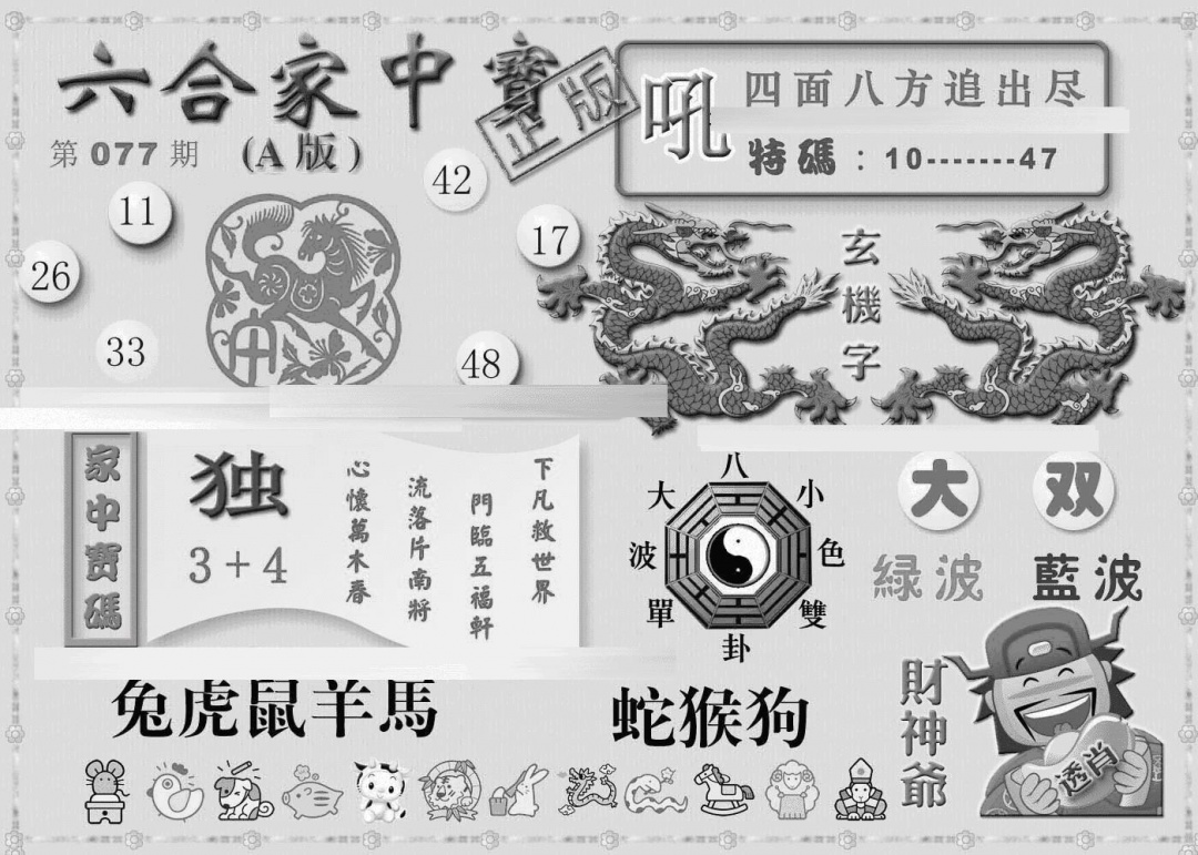 六合彩077期曾神童出世A(黑白)