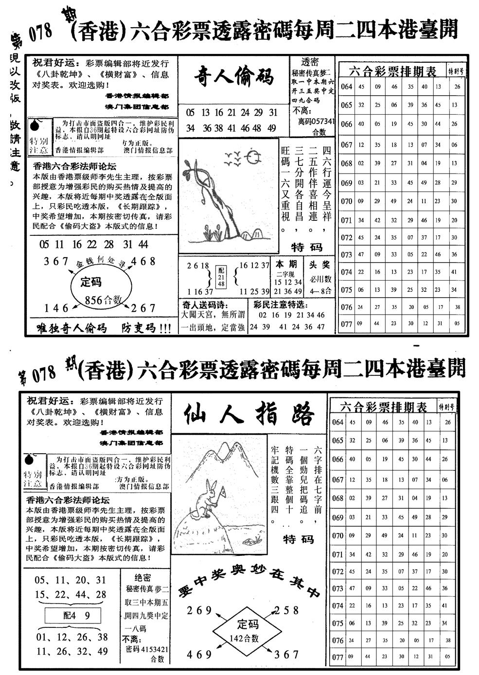 六合彩078期龙仔四合二(黑白)