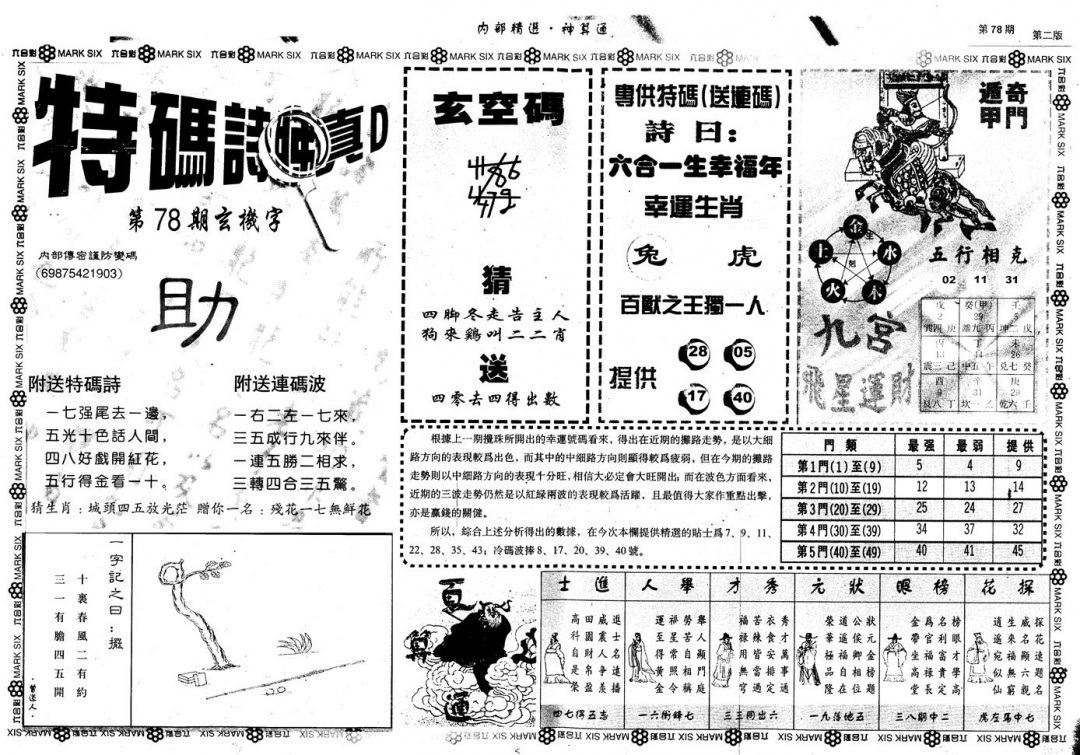 六合彩078期另版内部精选B(黑白)