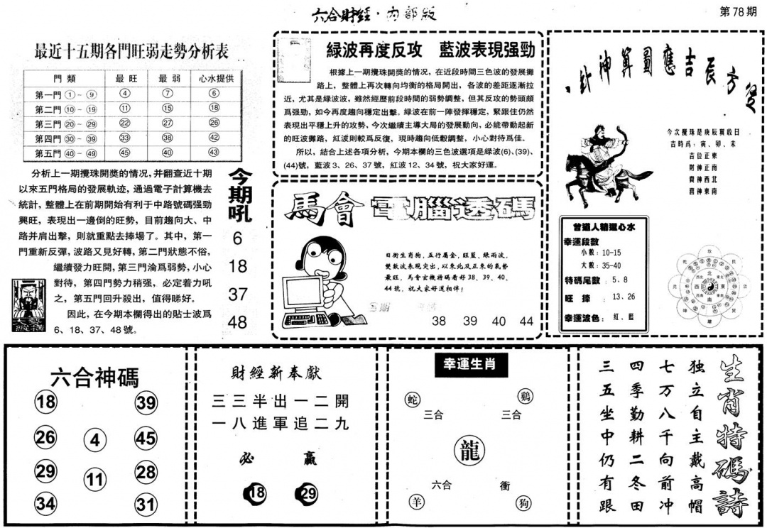 六合彩078期另版中财经B(黑白)
