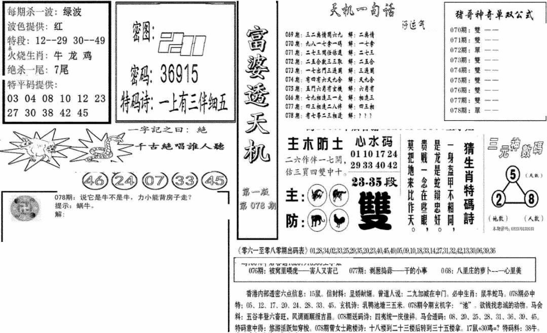 六合彩078期富婆透天机A(新图)(黑白)