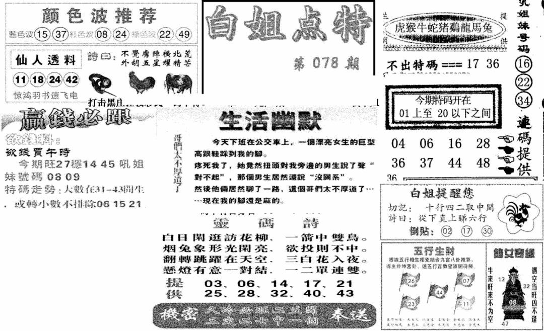 六合彩078期白姐点特(新图)(黑白)