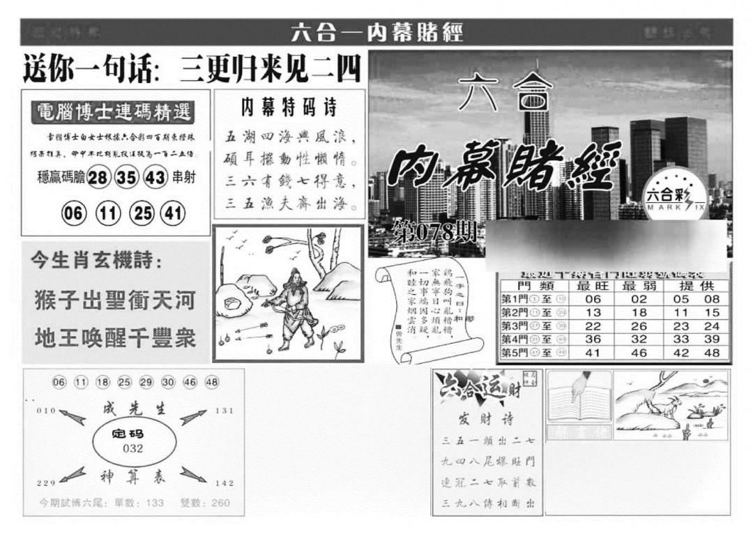 六合彩078期内幕赌经(特准)(黑白)