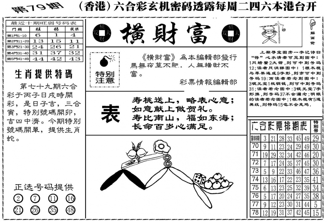 六合彩079期老版横财富(黑白)