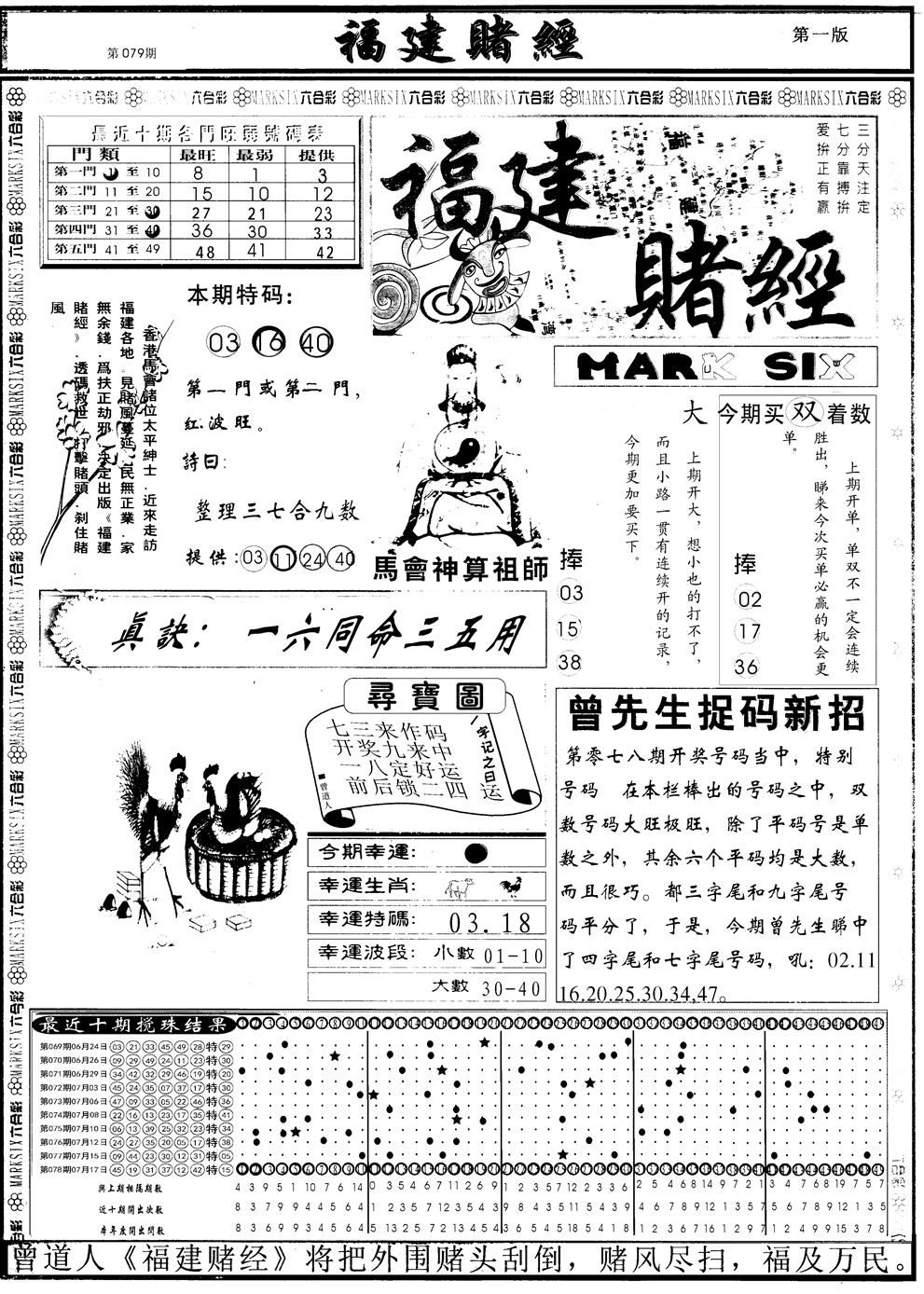 六合彩079期另福建赌经A(黑白)