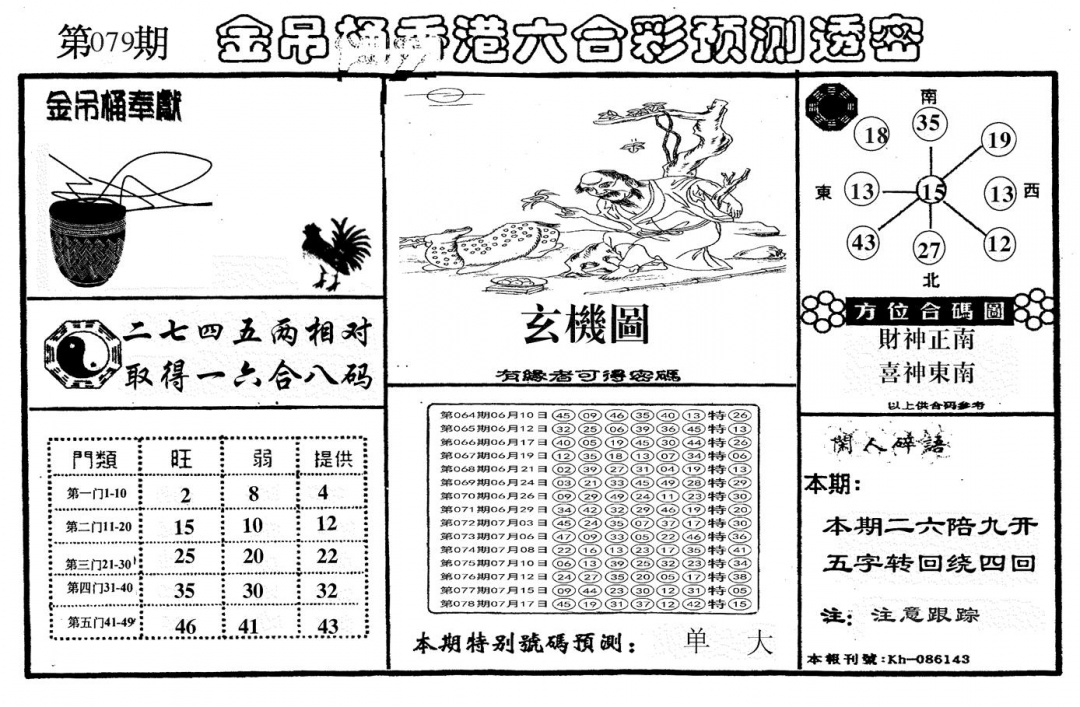 六合彩079期另金吊桶(黑白)