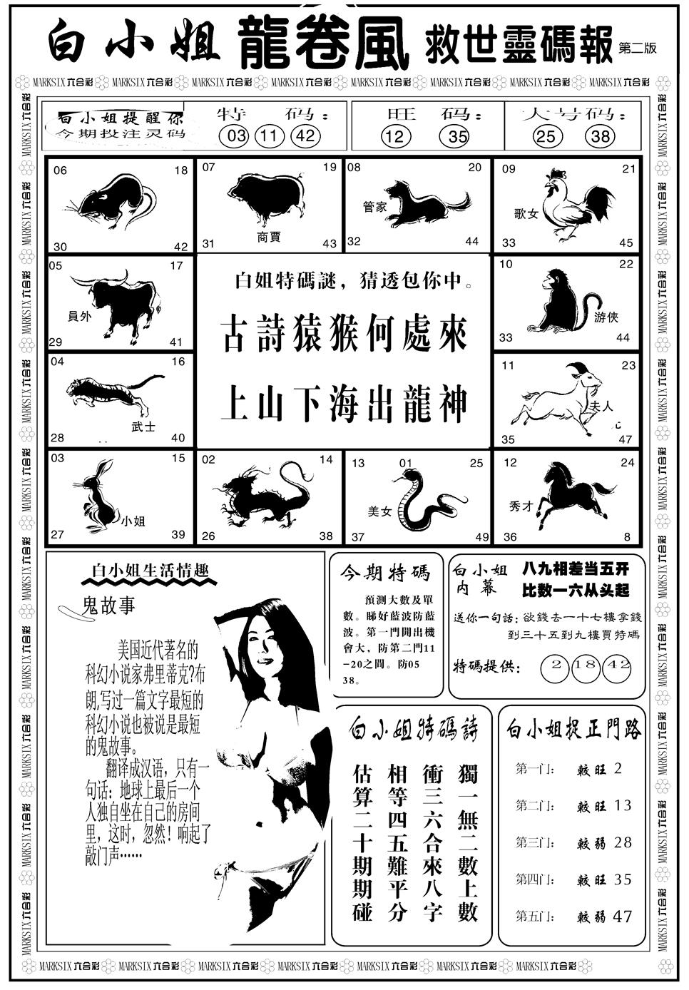 六合彩079期另版白姐龙卷风B(黑白)