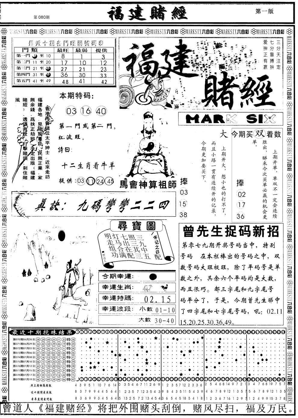 六合彩080期另福建赌经A(黑白)