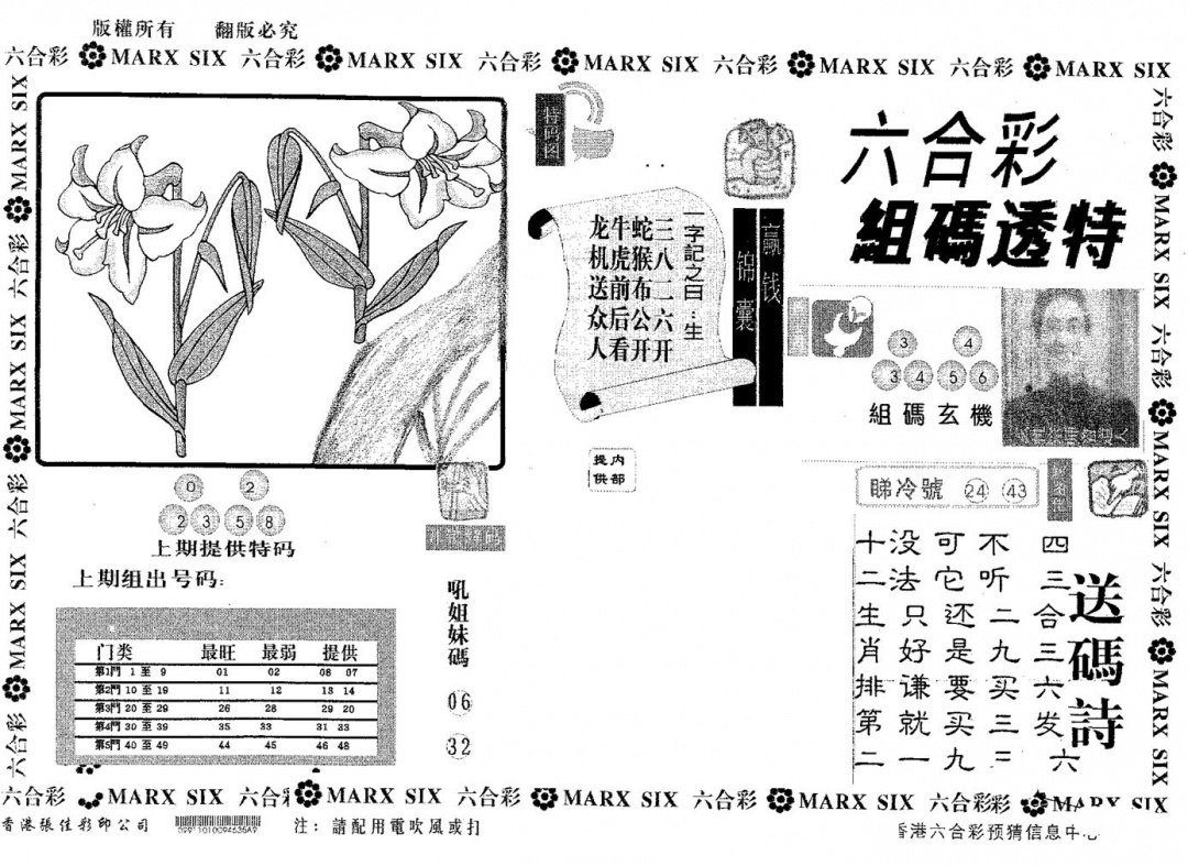 六合彩080期组码透特(黑白)