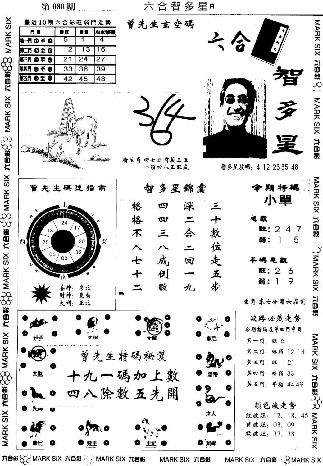 六合彩080期另六合智多星(早图)(黑白)