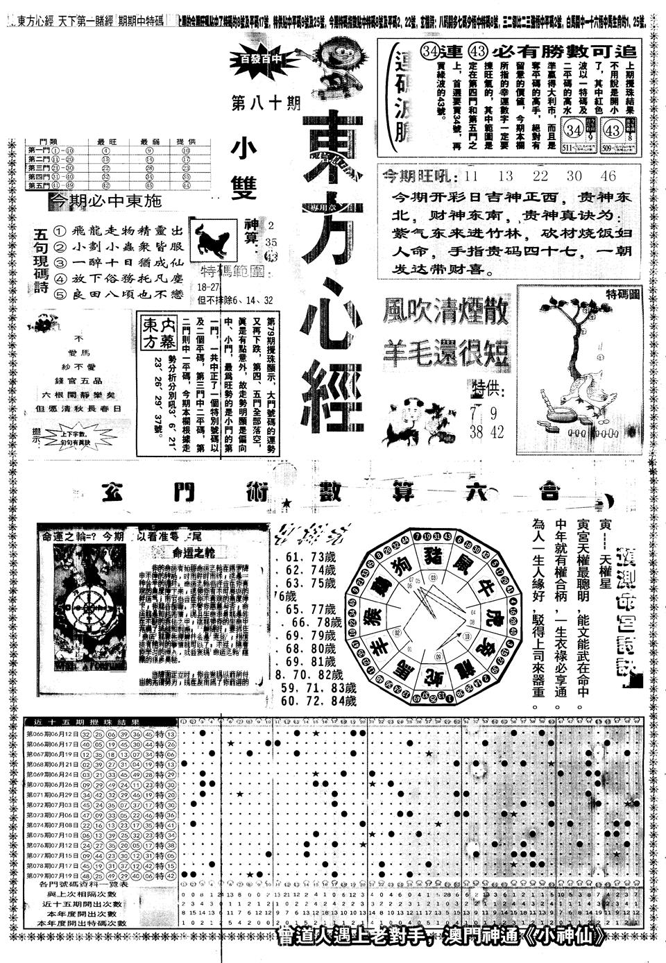 六合彩080期另版东方心经A(黑白)