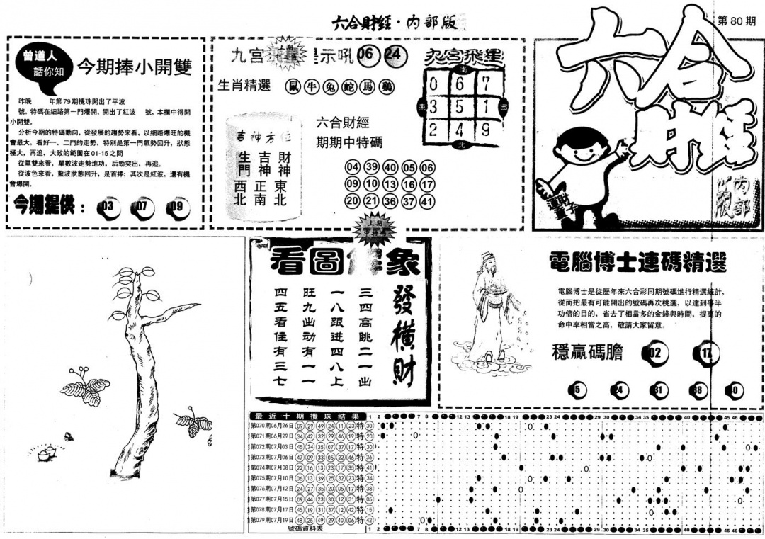 六合彩080期另版中财经A(黑白)
