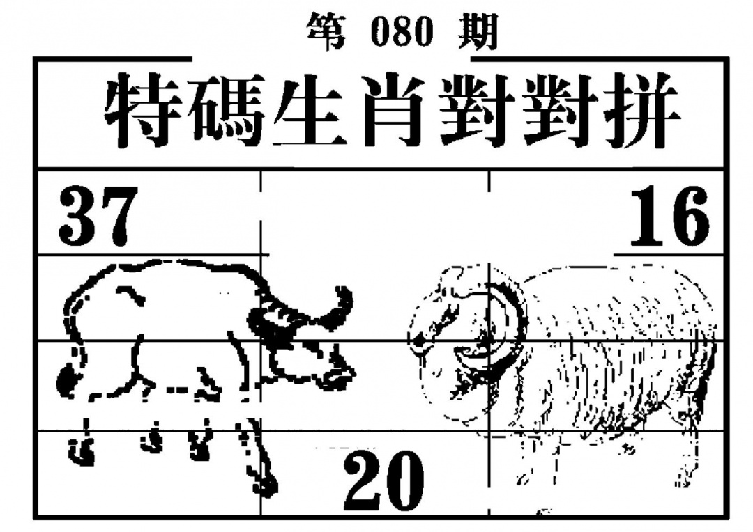 六合彩080期特码生肖对对拼(黑白)