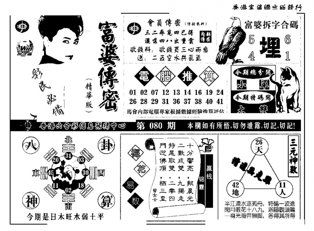 六合彩080期富婆传密(新料)(黑白)