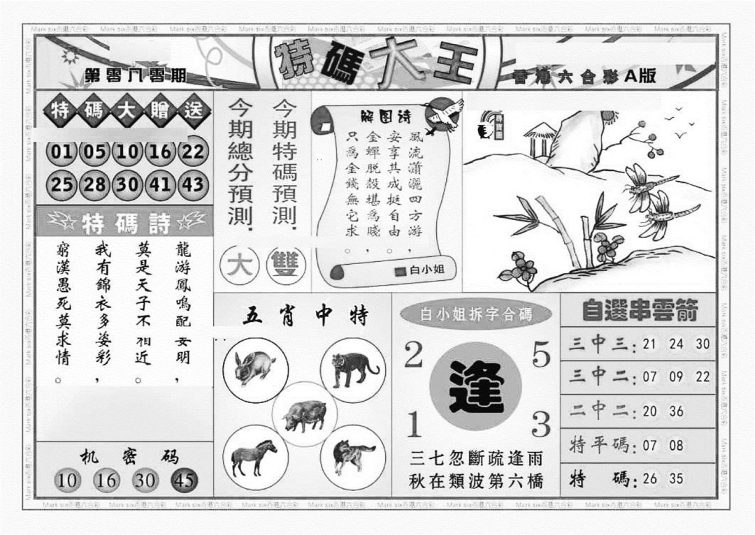 六合彩080期特码大王A（新图）(黑白)