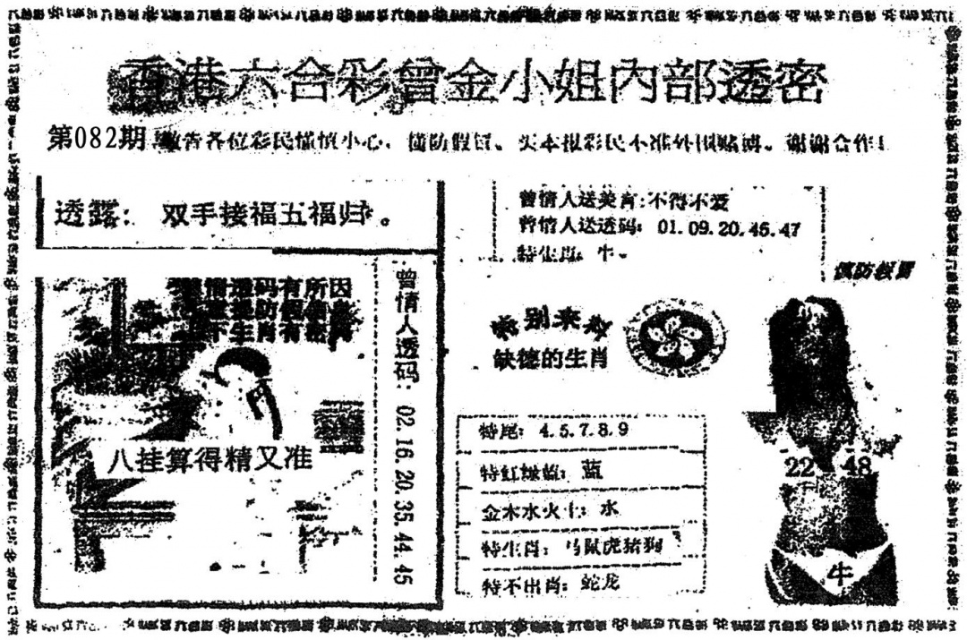 六合彩082期曾金小姐A(黑白)