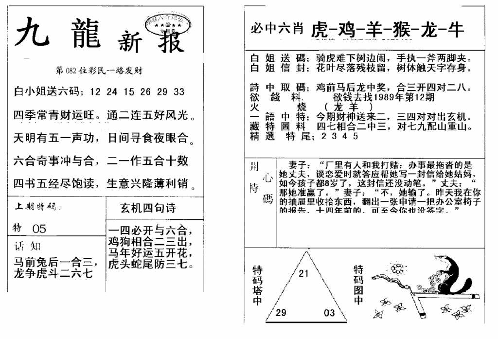 六合彩082期九龙新报(新)(黑白)