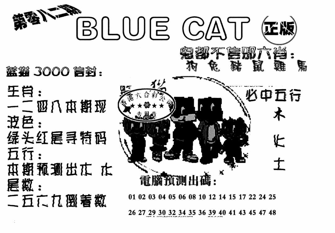六合彩082期蓝猫Blue Cat(黑白)