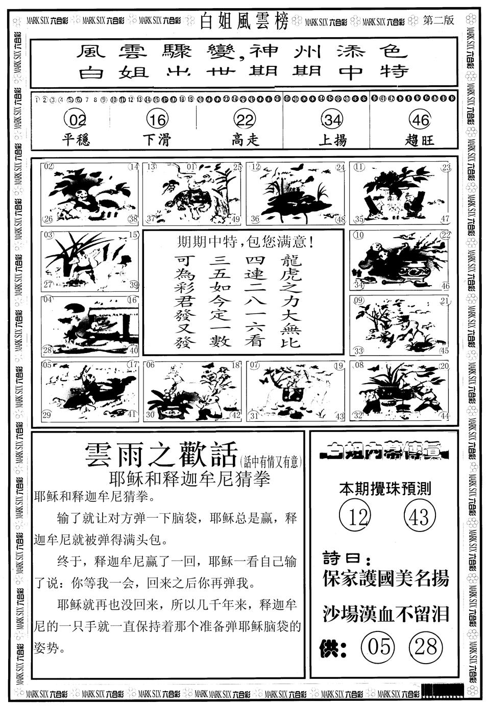 六合彩082期另版白姐风云榜B(黑白)