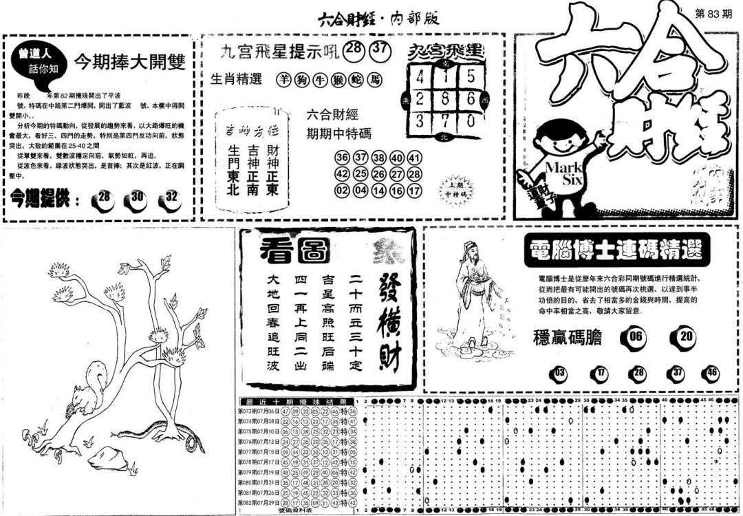 六合彩083期另版中财经A(黑白)