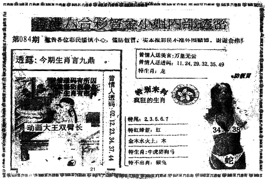六合彩084期曾金小姐A(黑白)