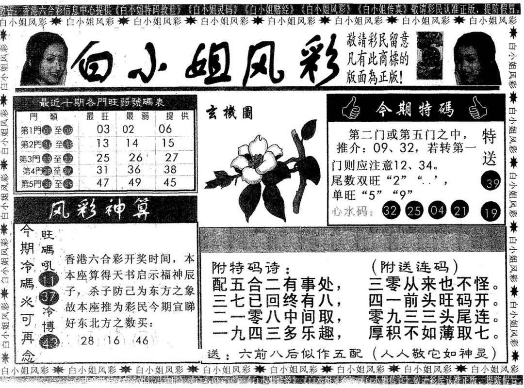 六合彩084期白姐风采(黑白)