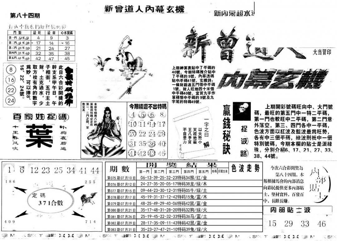 六合彩084期另新内幕A(黑白)