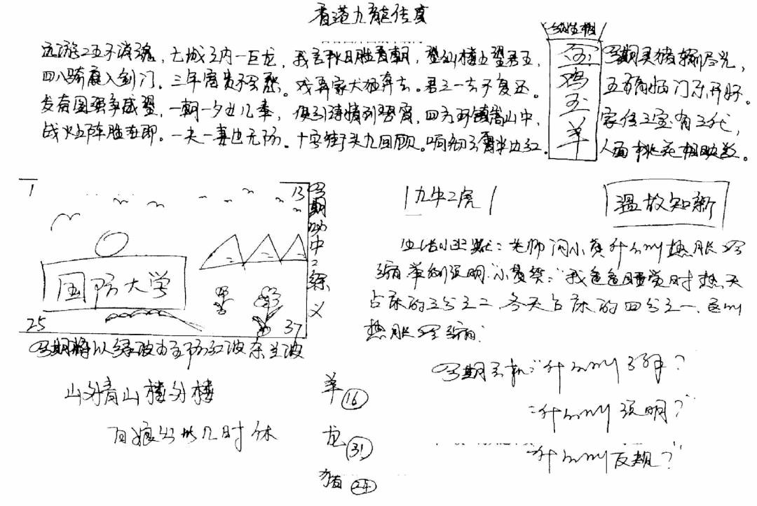六合彩084期手写九龙内幕(早图)(黑白)