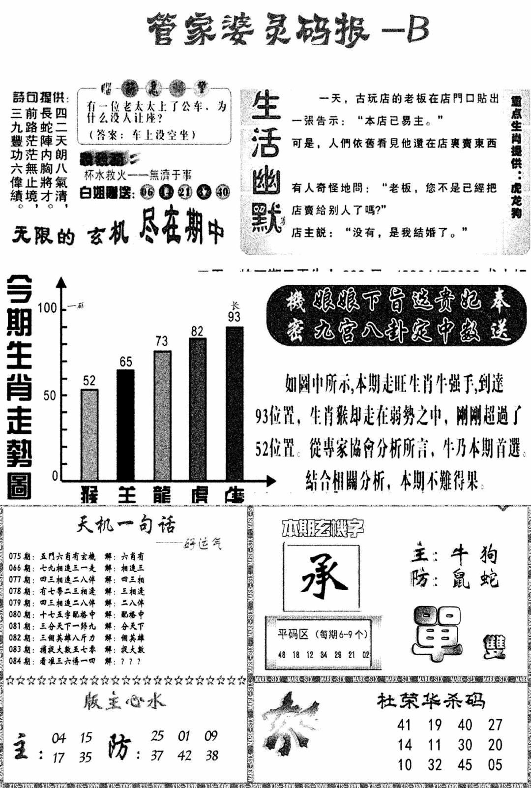 六合彩084期管家婆灵码报B(新图)(黑白)
