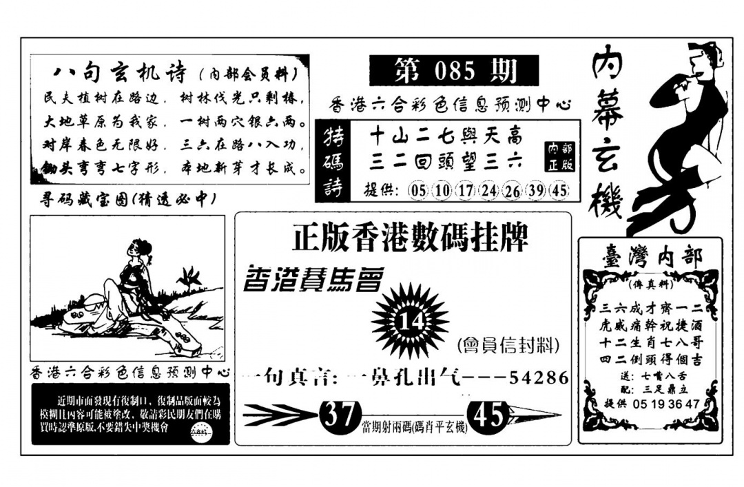 六合彩085期内幕玄机报(新图)(黑白)