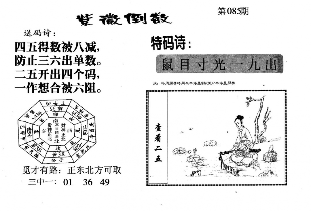 六合彩085期老版紫微门数(黑白)