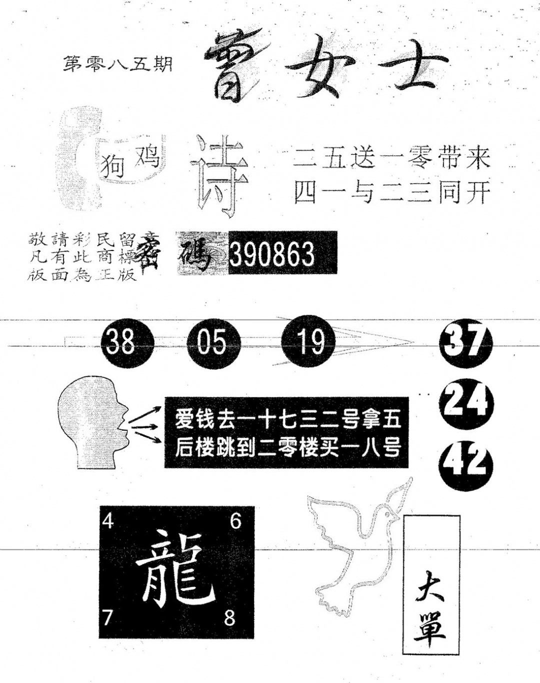 六合彩085期曾女士(黑白)