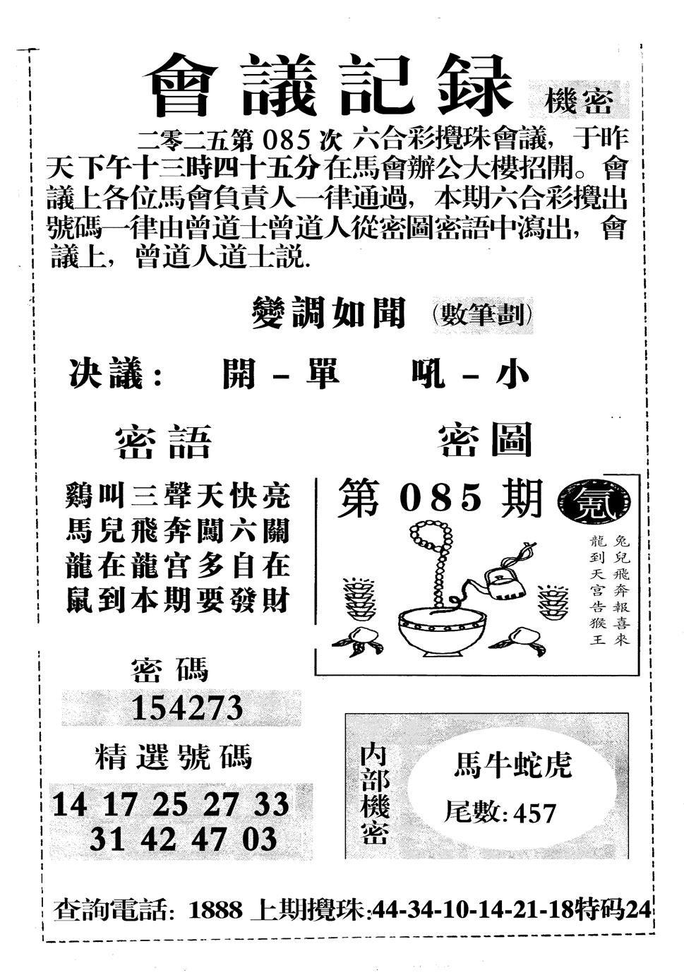 六合彩085期会议记录(黑白)