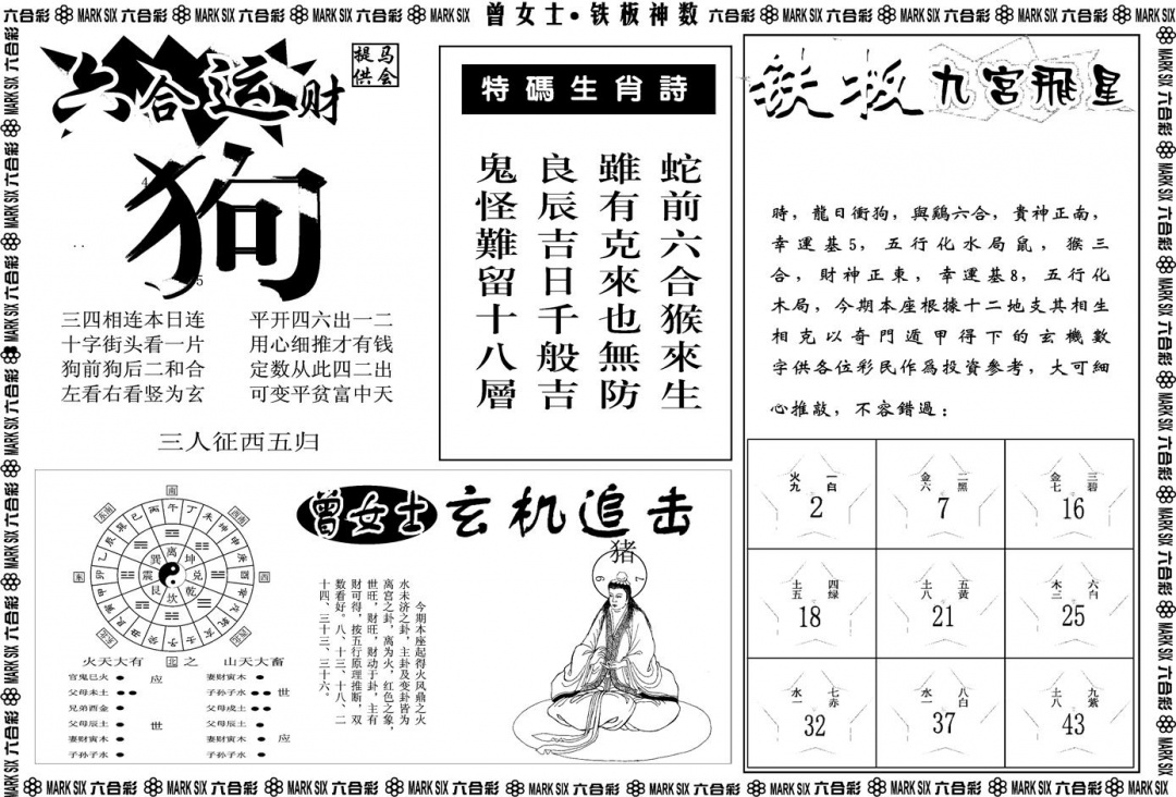六合彩085期另版曾女士铁板B(黑白)