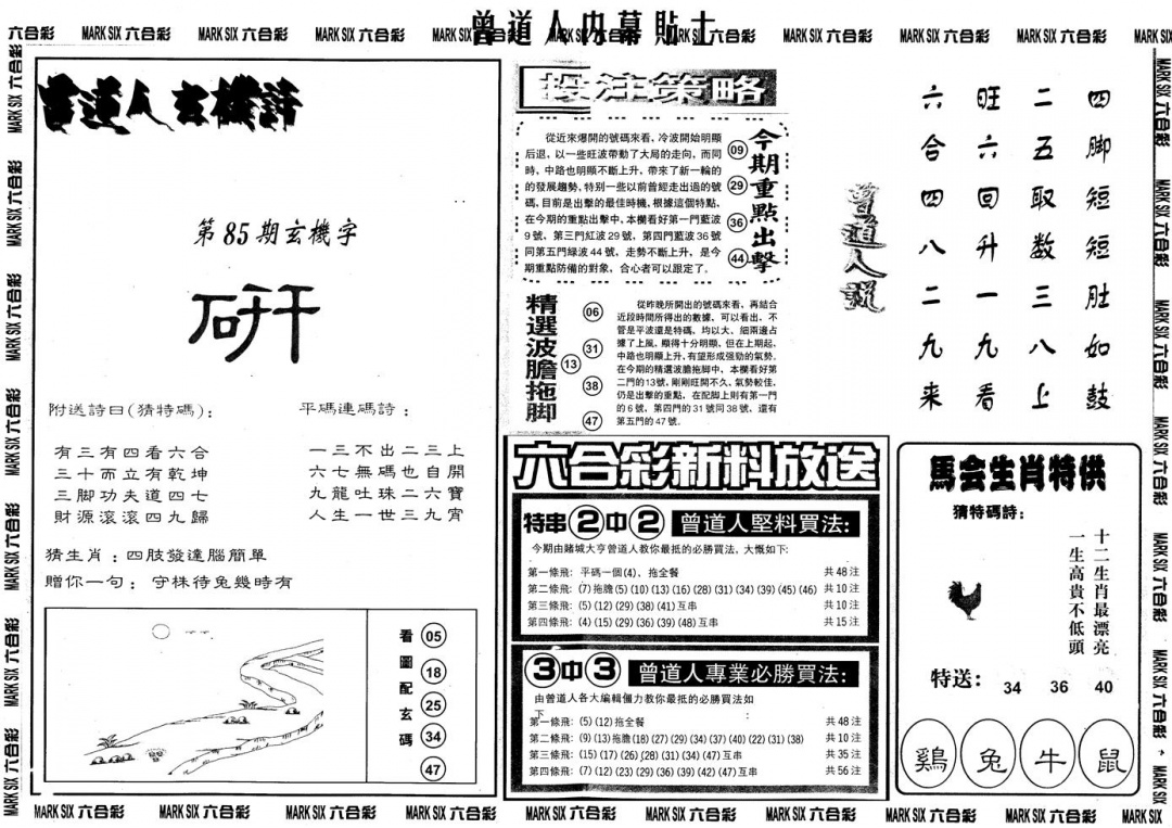 六合彩085期另内幕贴士B(黑白)