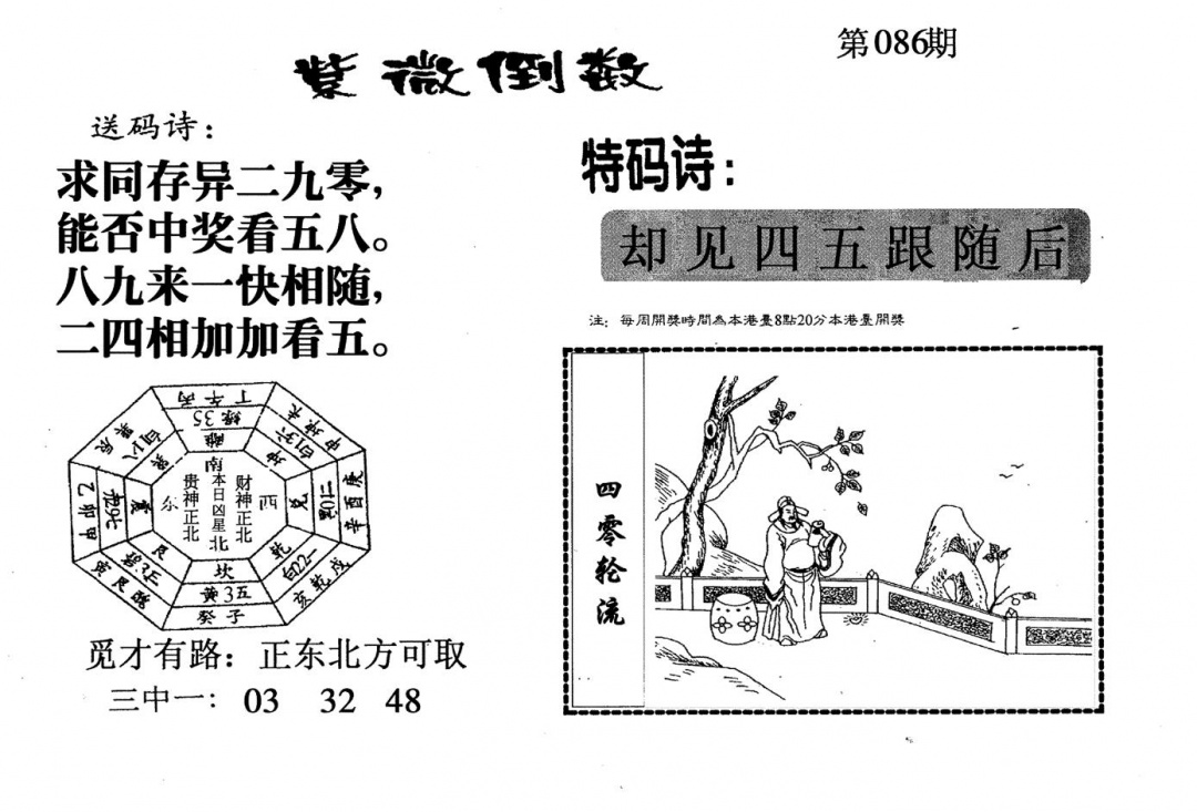 六合彩086期老版紫微门数(黑白)