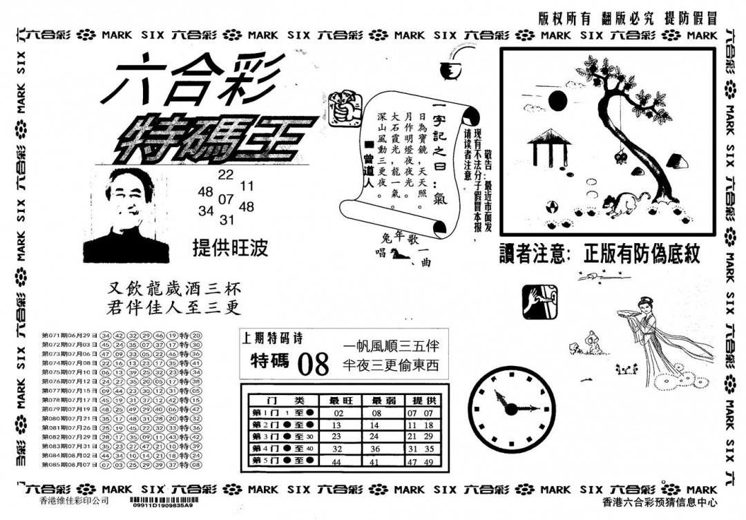 六合彩086期另版特码王(黑白)