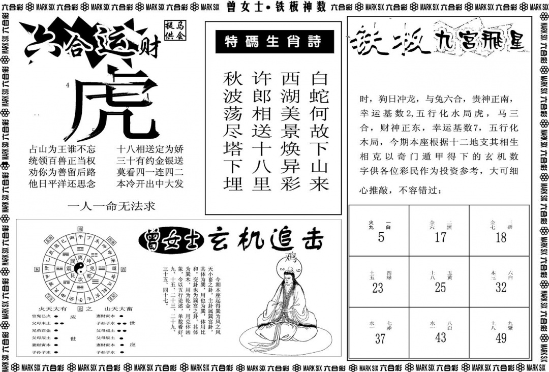 六合彩086期另版曾女士铁板B(黑白)