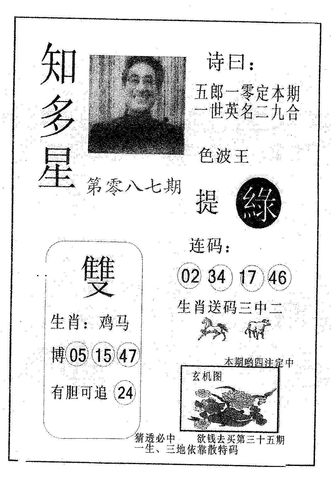 六合彩087期知多星(黑白)