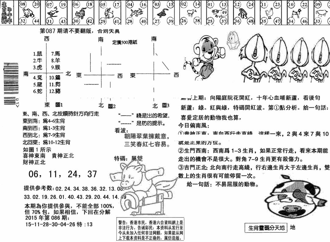 六合彩087期另版澳门足球报(黑白)