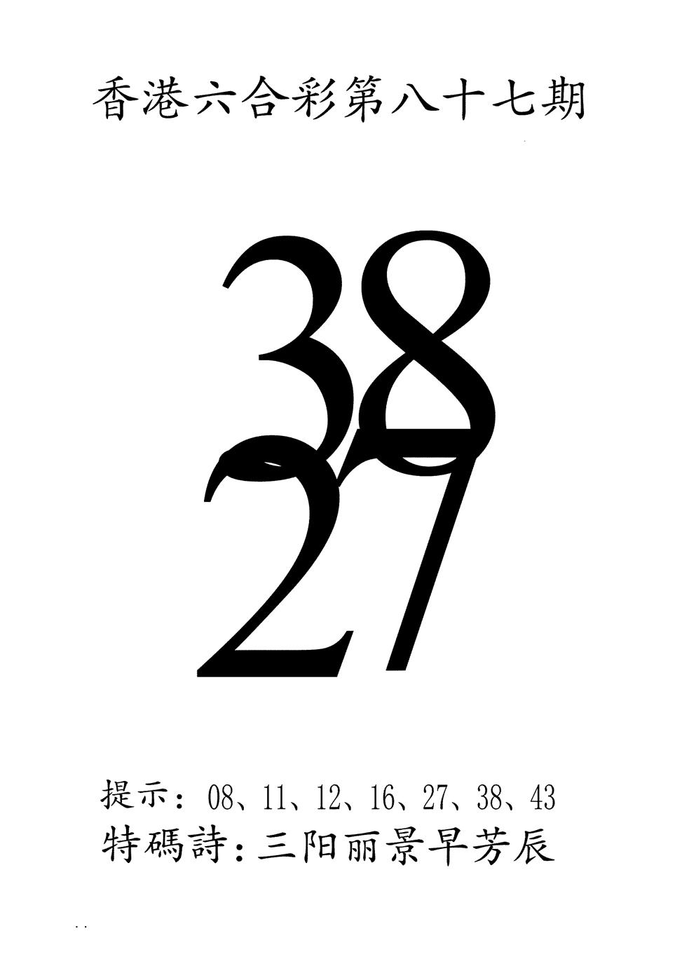 六合彩087期澳门三合王B(黑白)