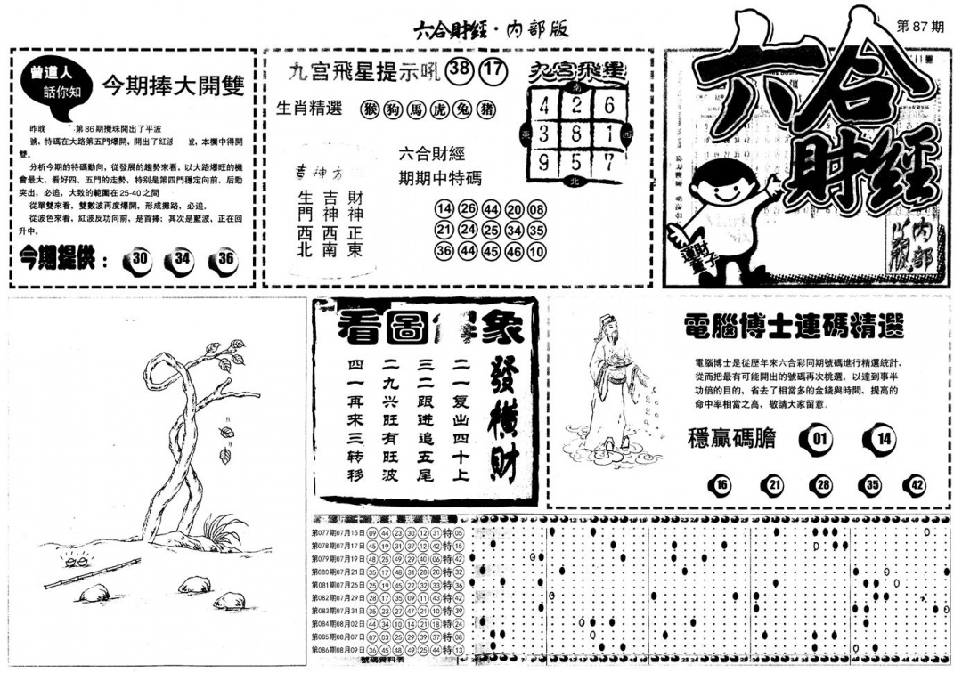 六合彩087期另版中财经A(黑白)
