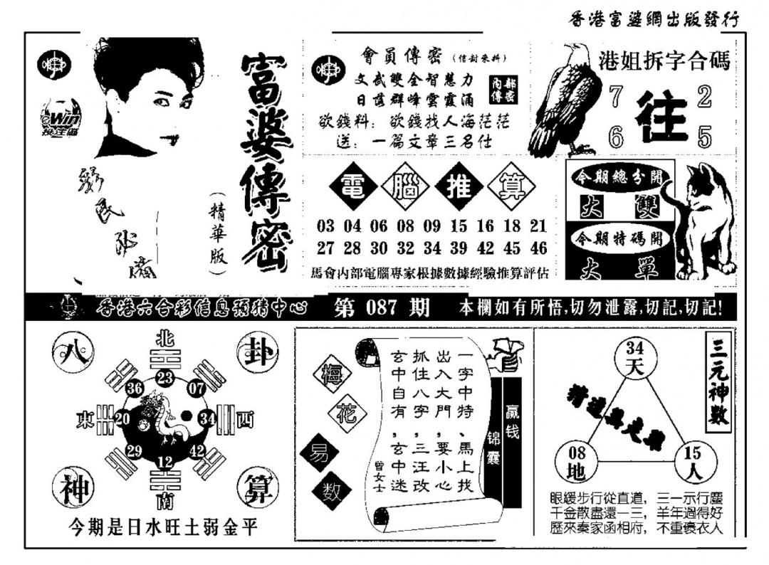 六合彩087期富婆传密(新料)(黑白)