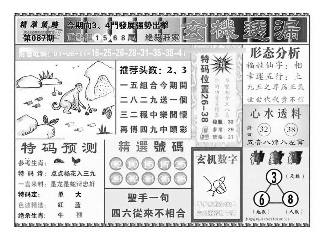六合彩087期玄机透漏（新图）(黑白)