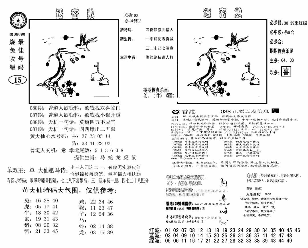六合彩088期诸葛透密数(新图)(黑白)