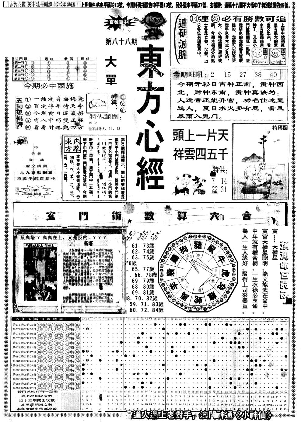 六合彩088期另版东方心经A(黑白)