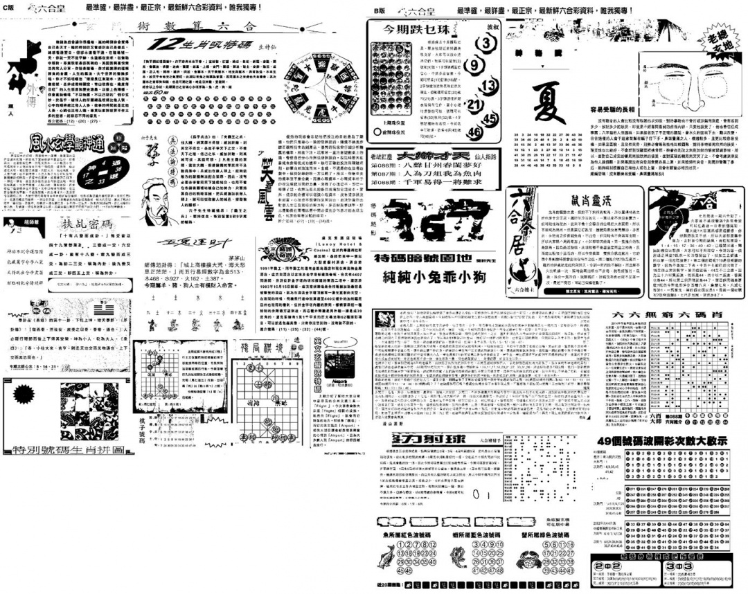 六合彩088期另版六合皇B(黑白)
