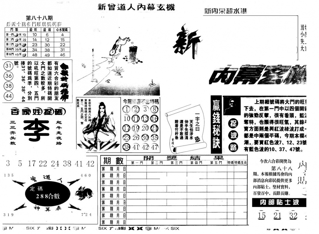六合彩088期另版新内幕A(黑白)