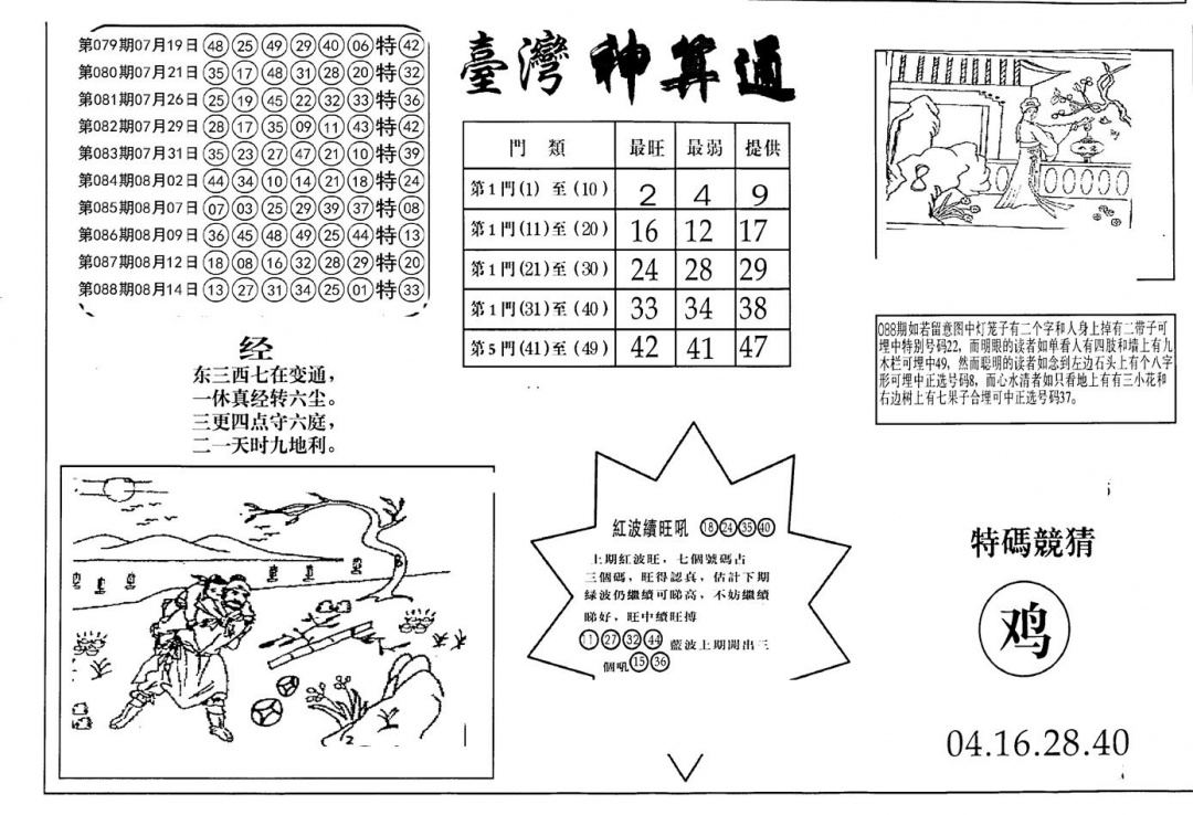 六合彩089期老潮汕台湾神算(黑白)